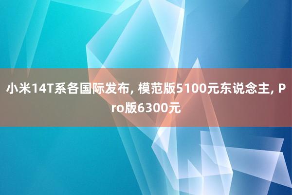 小米14T系各国际发布, 模范版5100元东说念主, Pro版6300元