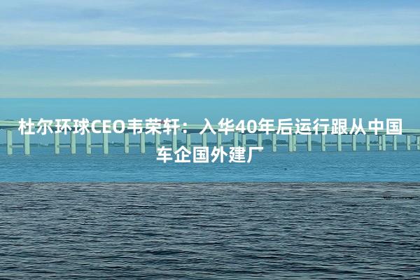 杜尔环球CEO韦荣轩：入华40年后运行跟从中国车企国外建厂