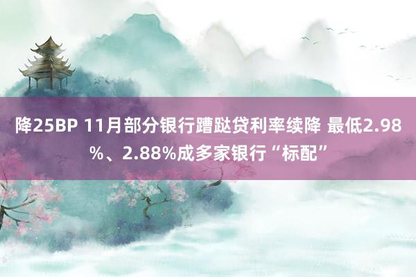 降25BP 11月部分银行蹧跶贷利率续降 最低2.98%、2.88%成多家银行“标配”